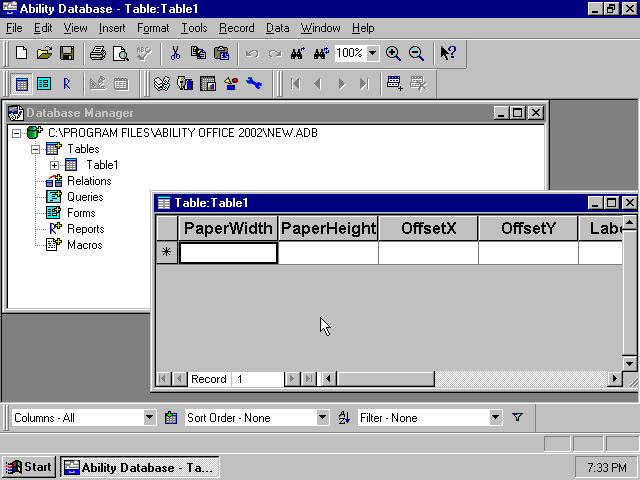 Ability Office 2002 for Windows - Database