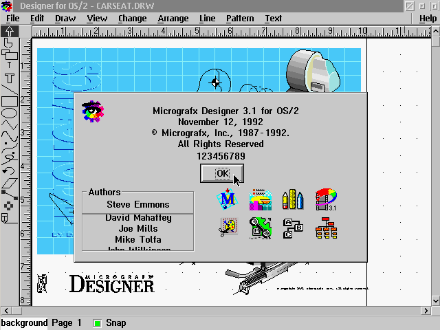Micrografx Designer 3.1 for OS2 - About